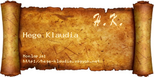 Hege Klaudia névjegykártya